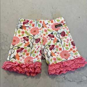 Matilda Jane Floral Kids Shorties Pink Ruffle Trim Size 10
